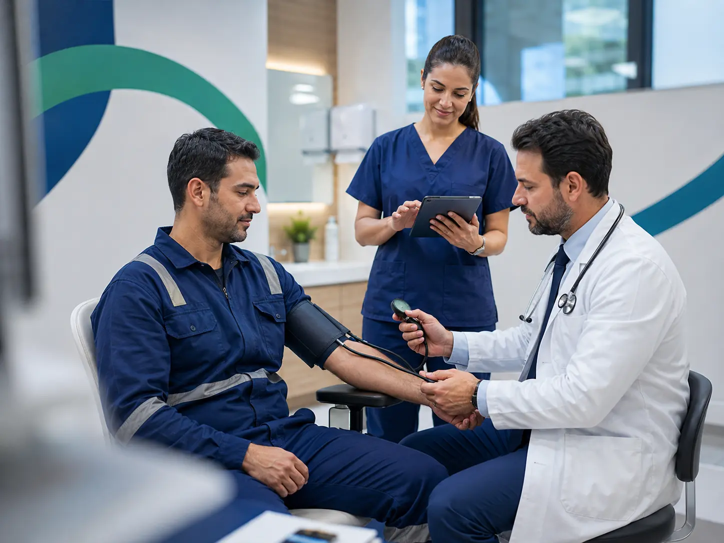 Atendimento médico ocupacional em ambiente clínico corporativo